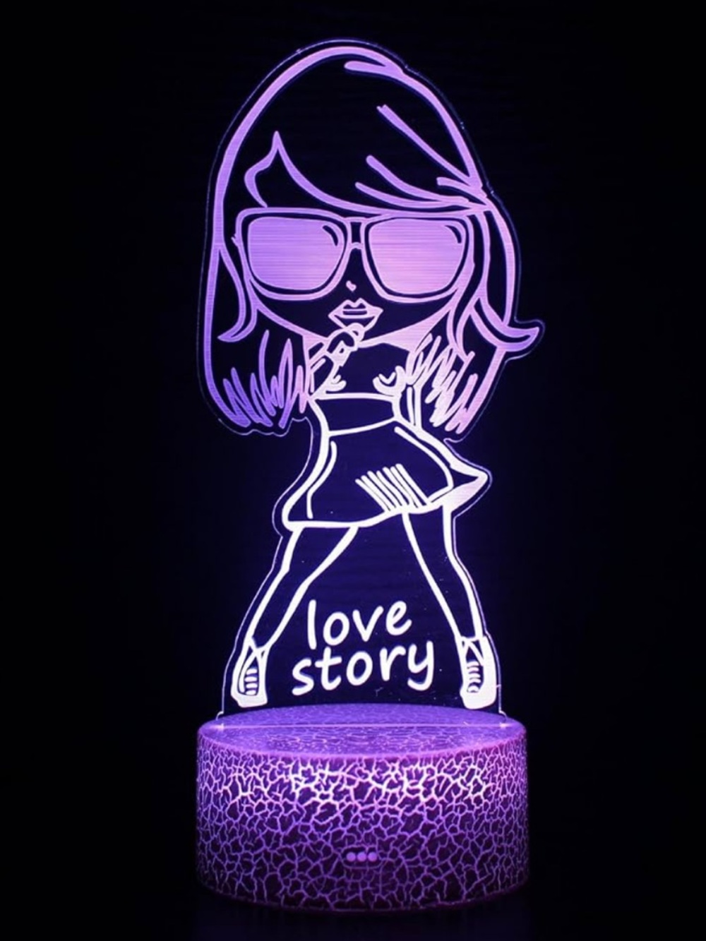 Love Story LED Acrylic Night Light table lamp famous singer nwt color changing